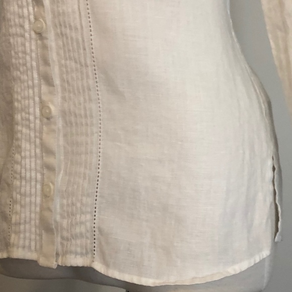 Like-New L.L. Bean White Linen Button-Down Top - Picture 10 of 15